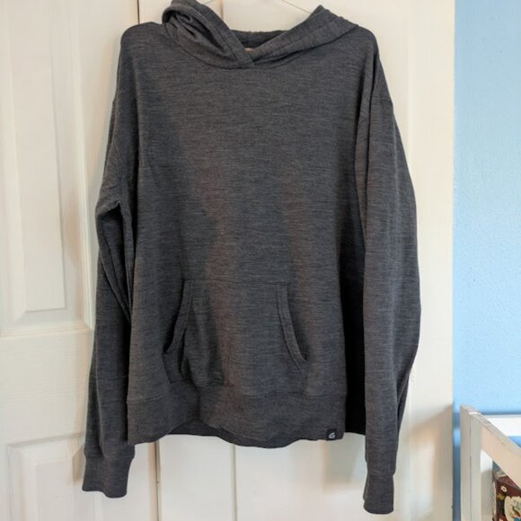 POINT 6 Women Sz L Hoodie Charcoal Gray 88% Merino 9% Nylon Livin' It Wool - Picture 1 of 4